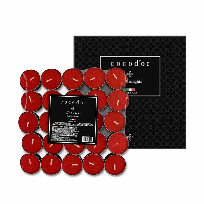 cocodor Cocod'or COCODOR Scented Tealight Candles/Black Cherry / 100 Pack / 4-5 Hour Extended Burn Time/Made in Italy, Cotton Wick, Scented Home Deco, Fragrance, Mother's Day - Image 1